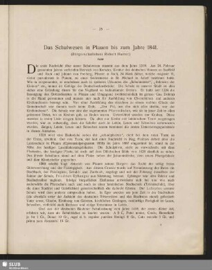 Das Schulwesen in Plauen bis zum Jahre 1841