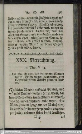 XXX. Betrachtung. 1. Tim. V, 14.