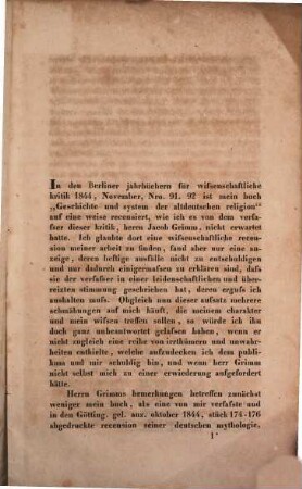 Offenes Sendschreiben an Herrn Jacob Grimm : als Nachtrag zu dem Buche: Geschichte und System der altdeutschen Religion