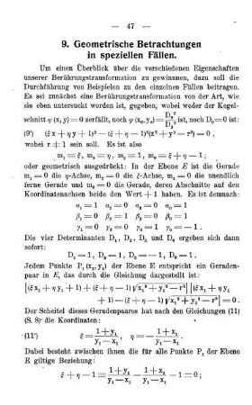 9. Geometrische Betrachtungen in speziellen Fällen.