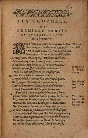 Suite des oeuures De G. de Sallvste, Sievr Dv Bartas, 2. Contenant Les Trophees ... La Magnificens ... La Lepanthe ... Fragment
