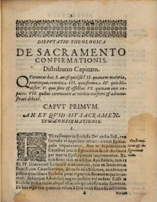 Disputatio Theologica De Sacramento Confirmationis