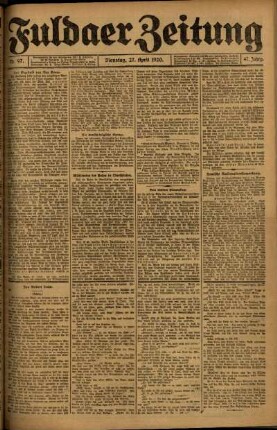Ausgabe vom Dienstag, den 27. April 1920.