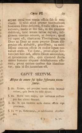 69-82, Caput Sextum. Aliqua de amore sui ipsius Systemata recensentur.