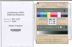 Entnazifizierung Friedrich Seidel , geb. 05.12.1902 (Werkmeister)