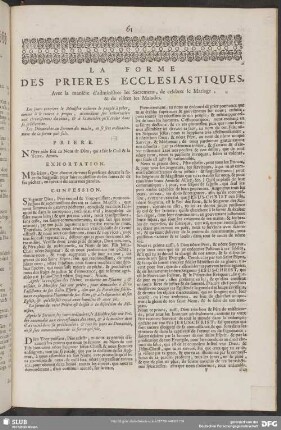 La Forme Des Prieres Ecclesiastiques