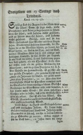 Evangelium am 13. Sontage nach Trinitatis.