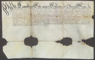 Erzherzog Leopold von Österreich, Gubernator der vorderösterreichischen Lande, belehnt Jacob Rudolph Streyt, ältester Sohn des verstorbenen vorderösterreichischen Regierungsrats Doktor Georg Wilhelm Streyt, und seinen Bruder Carl Streyt mit Einnahmen aus der Mühle zu Opfingen und anderen Gütern.