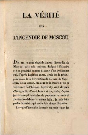 Réponse de l'auteur de l'histoire de l'expédition de Russie, a la brochure de M. le Comte Rostopchin, intitulée: La vérité sur l'incendie de Moskou