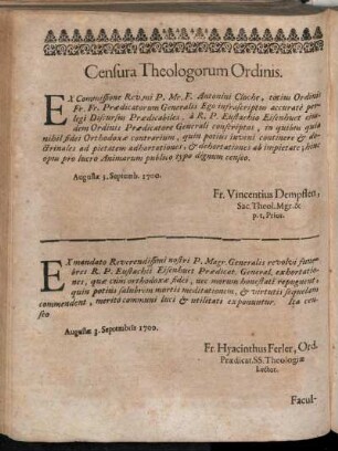 Censura Theologorum Ordinis.