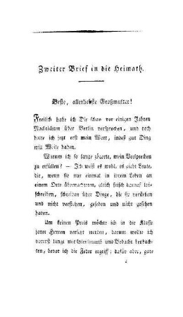Zweiter Brief in die Heimath