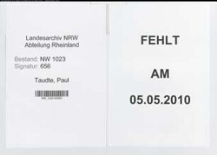 Entnazifizierung Paul Taudte , geb. 25.12.1883 (Bahninspektor)