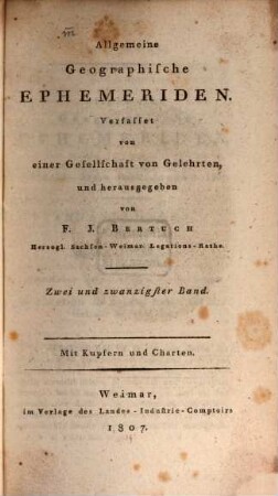 Allgemeine geographische Ephemeriden. 22. 1807