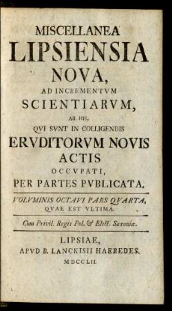Voluminis Octavi Pars Quarta
