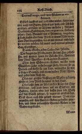 Darmstrenge, und wie solches zu erkennen. - Wann einem Roß die Schranck- Ader zu lang ist.