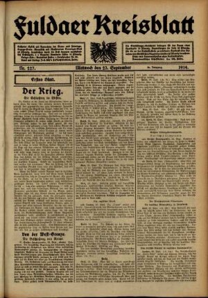 Ausgabe vom Mittwoch, den 23. September 1914.