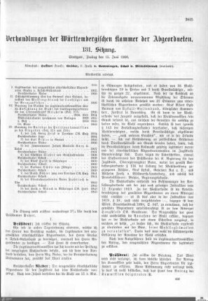 131. Sitzung Stuttgart, 15.6.1900