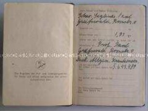 Taschenkalender von Siglinde Paul für 1943, mit Tagebucheinträgen