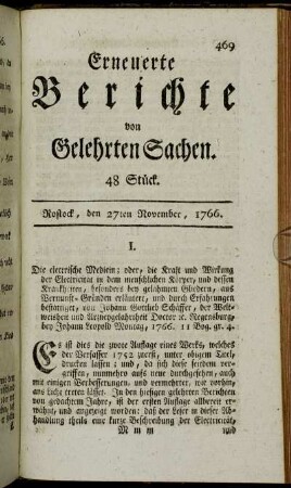 48 Stück. Rostock, den 27ten November, 1766