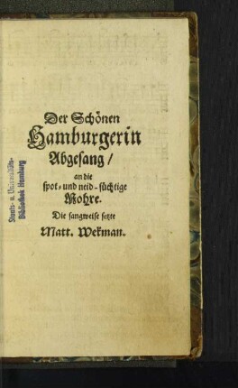 Der Schönen Hamburgerin Abgesang
