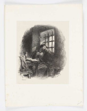 In Gedanken versunkener Mann am Fenster