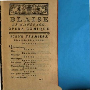 Blaise, Le Savetier : Opéra Comique, Mêlé D'Ariettes