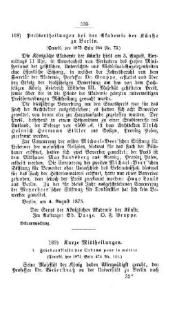 Kurze Mittheilungen : [II. Universitäten, Akademien, etc.]