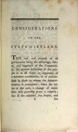 Considerations on the State of Ireland