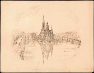 Evangelische Kirche am Lietzensee, Berlin-Charlottenburg (?): Perspektivische Ansicht