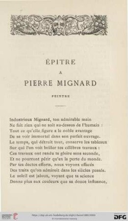 Épitre a Pierre Mignard
