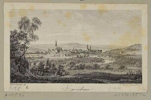 Stadtansicht von Zwickau in Sachsen von Süden über die Zwickauer Mulde