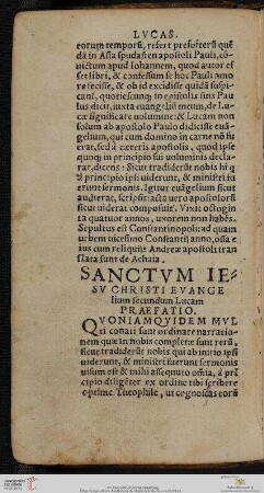 Sanctvm Iesv Christi Evangelium secundum Lucam