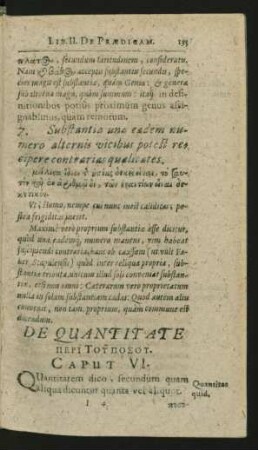 De Quantitate ... Caput VI.