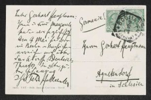 Brief von Felix Hollaender an Gerhart Hauptmann