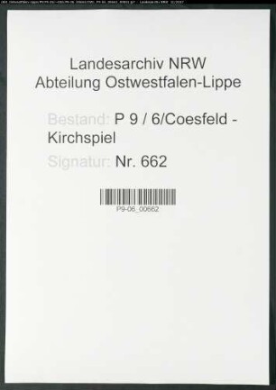 Sterberegister Standesamt Coesfeld-Kirchspiel oder Amt