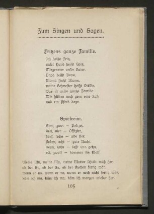 Zum Singen und Sagen,