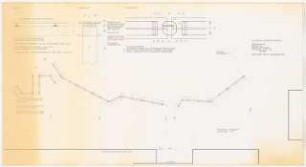 Technische Universität Berlin Nordgelände: Detailplan große Sitzmauer an den Elektrotechnischen Instituten, Grundriss 1:100, Ansicht, Querschnitt, Draufsicht 1:10 (Lichtpause von Inv.Nr. HH 0535,041)
