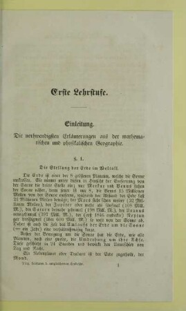 Einleitung. Die nothwendigsten Erläuterungen aus der mathematischen und physikalischen Geographie