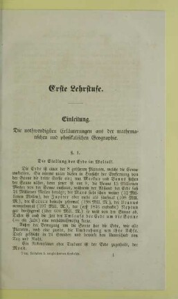 Einleitung. Die nothwendigsten Erläuterungen aus der mathematischen und physikalischen Geographie