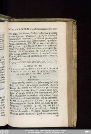 Membrum III. De Praedestinatione Ad Vitam Aeternam Seu Ecclesiam Triumphantem, Et Opposita Reprobatione.