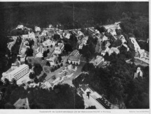 Gesamtansicht des Landeskrankenhauses und der Medizinischen Fakultät in Homburg