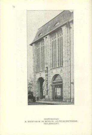 Warenhaus A. Wertheim in Berlin, Leipzigerstrasse. Teilansicht