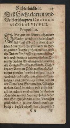 Richterbüchlein. Deß Hochgelarten und Weitberühmpten Doctoris Nicolai Vigelii.