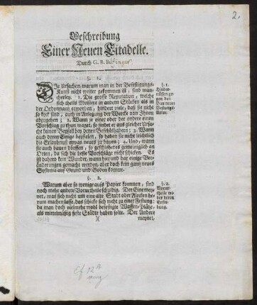 1-8, Beschreibung Einer Neuen Citadelle