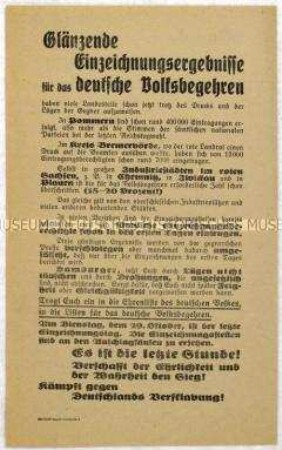 Aufruf zur Teilnahme am Volksbegehren gegen den Young-Plan