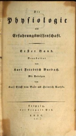 Die Physiologie als Erfahrungswissenschaft, 1