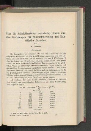 Über die Affninätsgrössen organischer Säuren und ihre Beziehungen zur Zusammensetzung und Konstitution derselben.