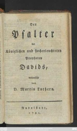Der Psalter des Königlichen und hocherleuchteten Propheten Davids