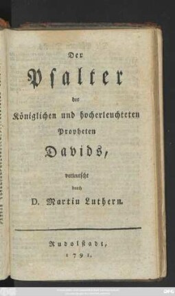 Der Psalter des Königlichen und hocherleuchteten Propheten Davids