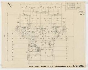 Wohnhaus Otto-Suhr-Allee 53/55/57, Berlin-Charlottenburg: Rückgebäude Grundriss 1.-3 Obergeschoss 1:50